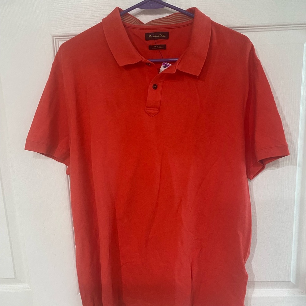 Massimo Dutti Men's Red Polo Shirt